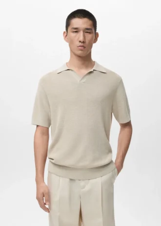 Polo structuré en coton tricoté