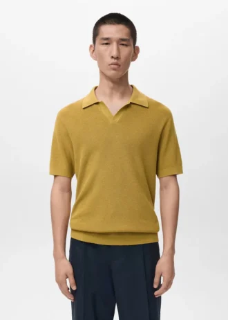 Polo structuré en coton tricoté