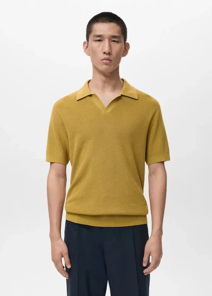 Polo structuré en coton tricoté