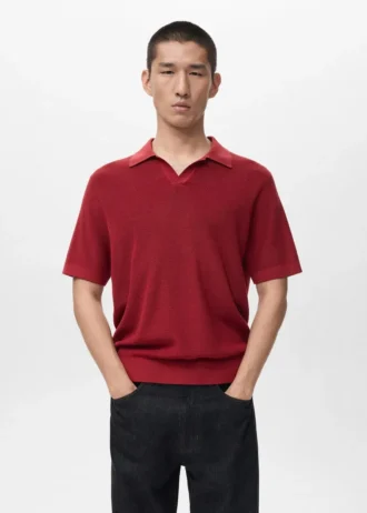 Polo structuré en coton tricoté