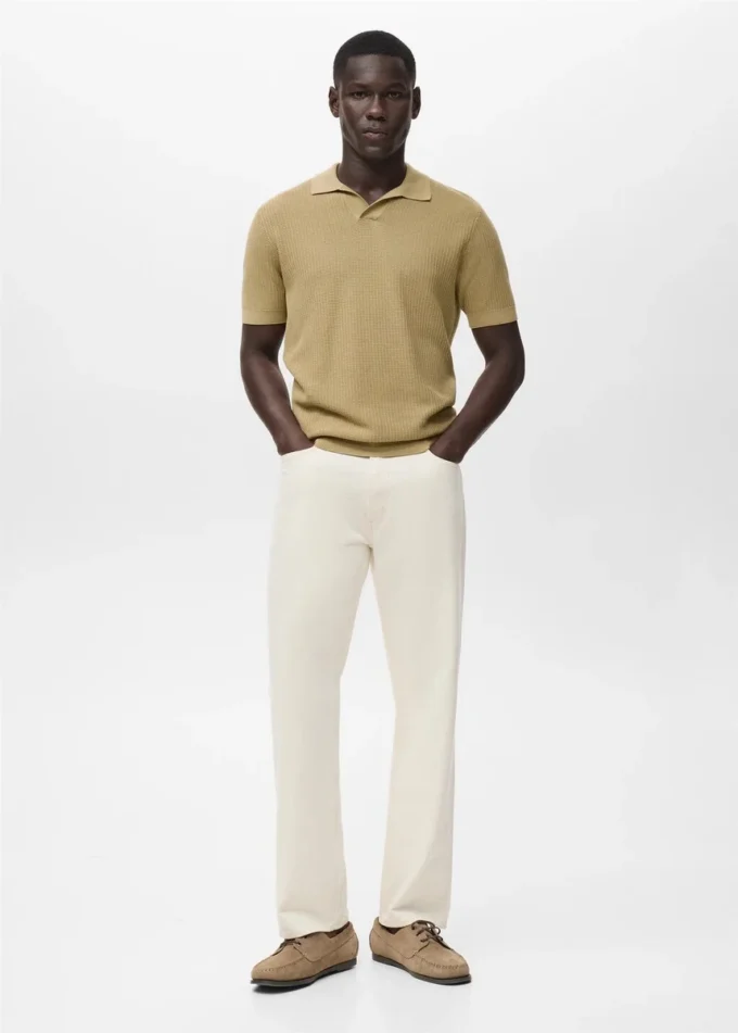Polo structuré en coton tricoté