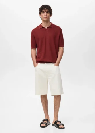 Polo structuré en coton tricoté