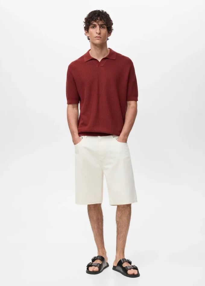Polo structuré en coton tricoté