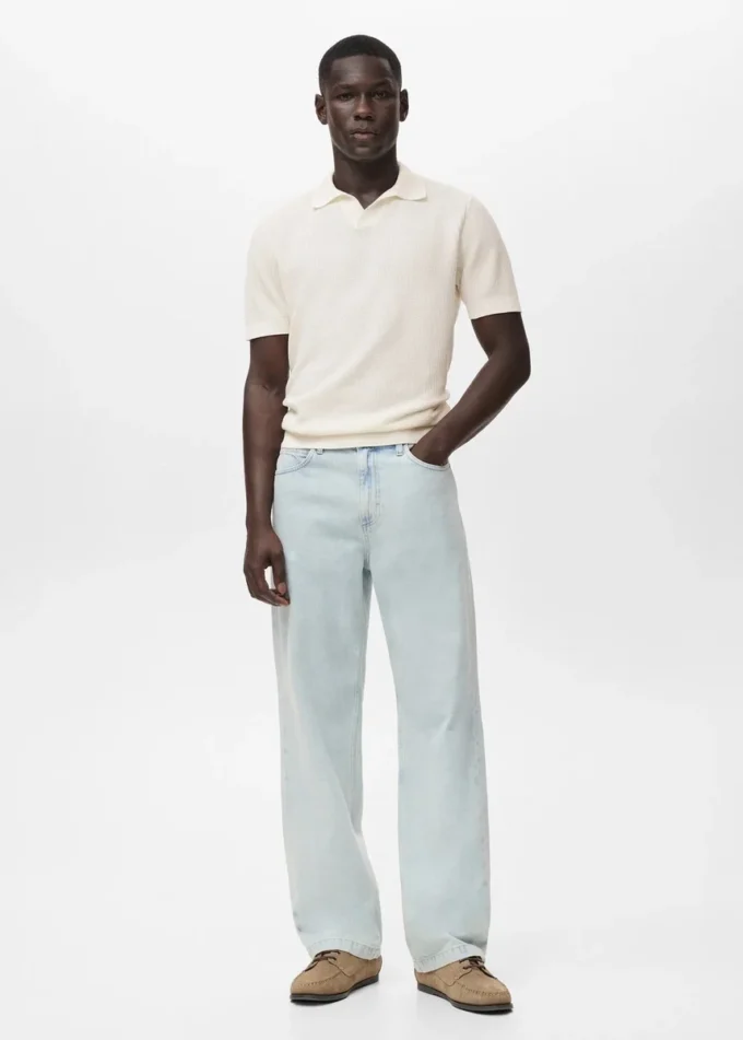 Polo structuré en coton tricoté