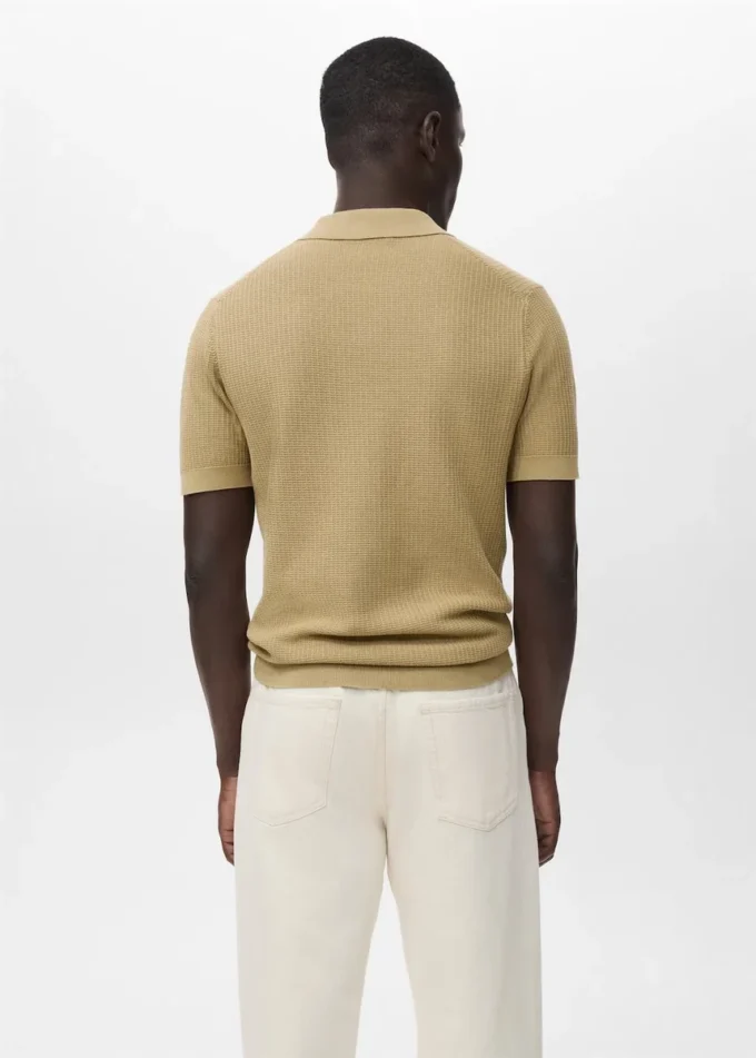 Polo structuré en coton tricoté