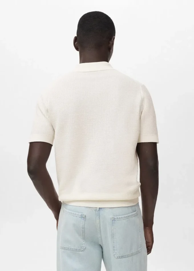 Polo structuré en coton tricoté