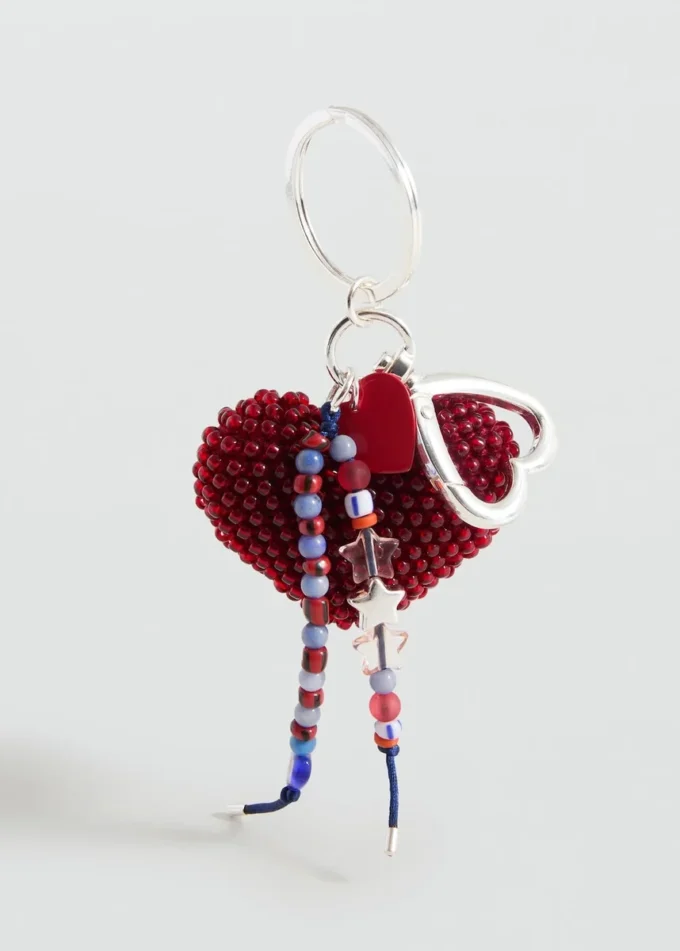 Porte-clés cœur en perles