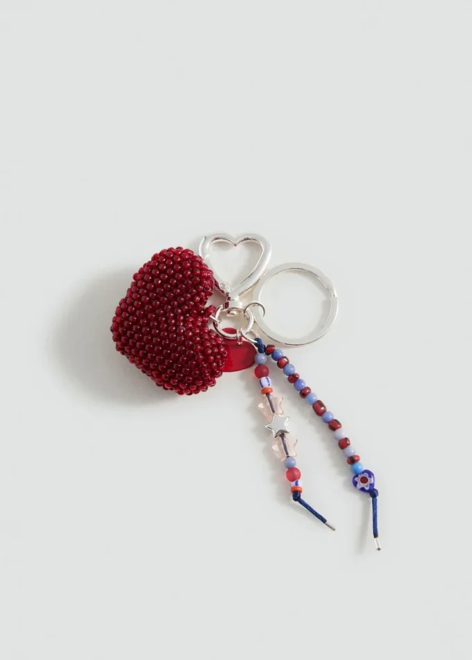 Porte-clés cœur en perles