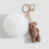 Porte-clés ours en peluche avec pompon