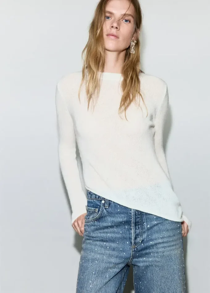 Pull asymétrique en mélange alpaga et laine Pull asymétrique en mélange alpaga et laine