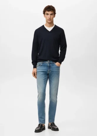 Pull à col en V 100 % laine mérinos