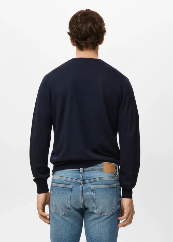 Pull à col en V 100 % laine mérinos