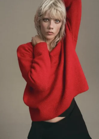 Pull à col en V en maille épaisse