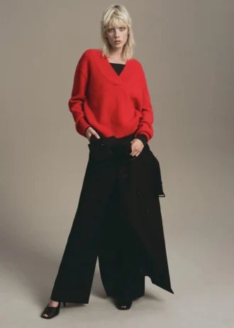 Pull à col en V en maille épaisse