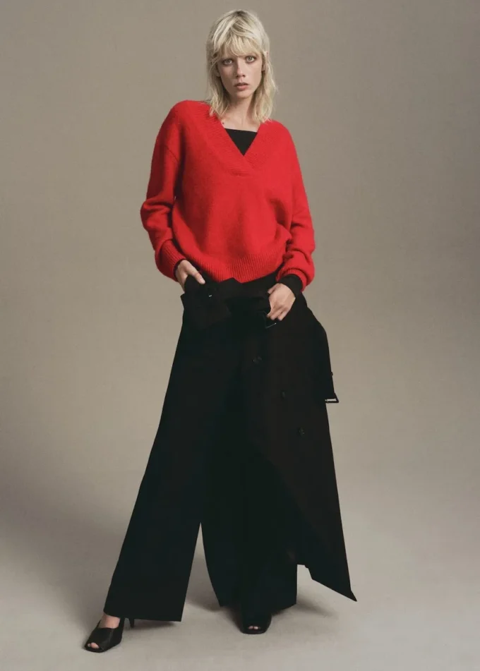 Pull à col en V en maille épaisse