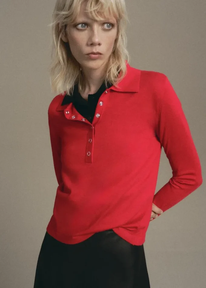 Pull à col polo et manches longues