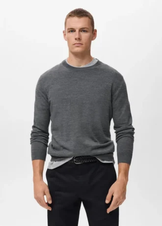 Pull à col rond 100 % laine mérinos