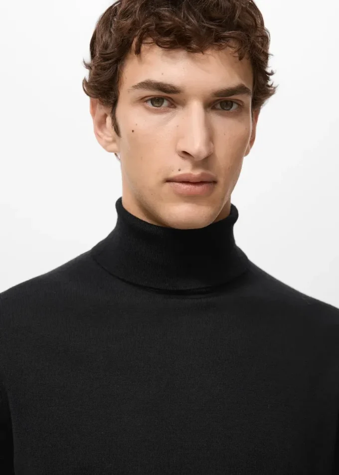 Pull à col roulé 100 % laine mérinos