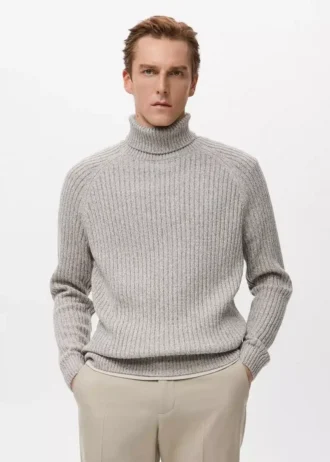 Pull à col roulé en laine mélangée