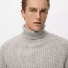 Pull à col roulé en laine mélangée