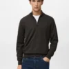 Pull à col zippé 100 % laine mérinos
