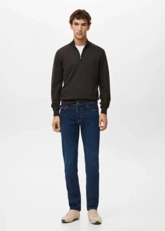 Pull à col zippé 100 % laine mérinos