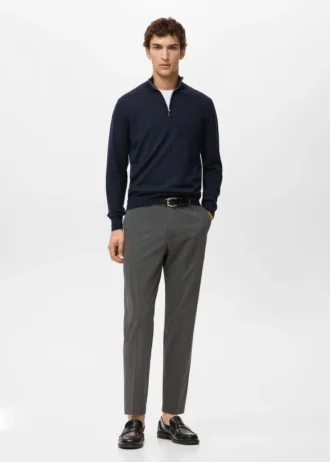 Pull à col zippé 100 % laine mérinos