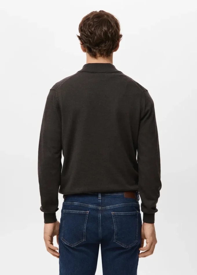 Pull à col zippé 100 % laine mérinos