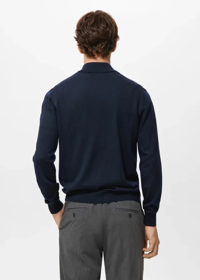 Pull à col zippé 100 % laine mérinos
