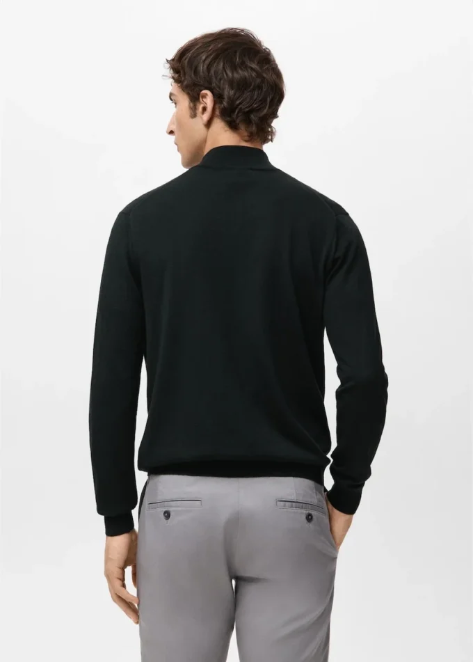 Pull à col zippé 100 % laine mérinos