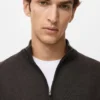 Pull à col zippé 100 % laine mérinos