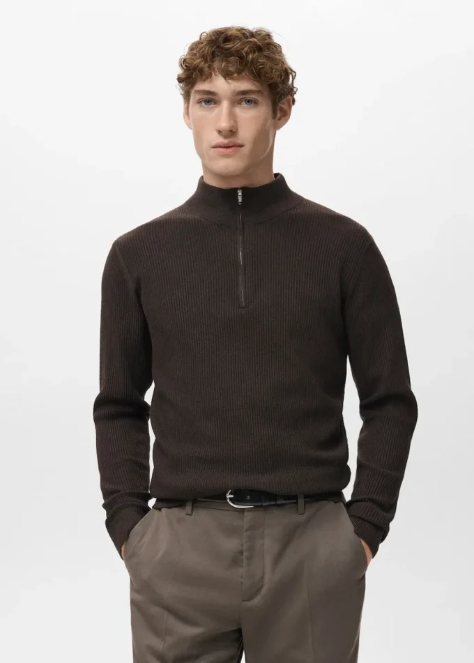 Pull côtelé avec col zippé Pull côtelé avec col zippé