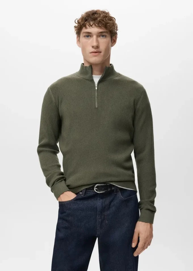 Pull côtelé avec col zippé Pull côtelé avec col zippé