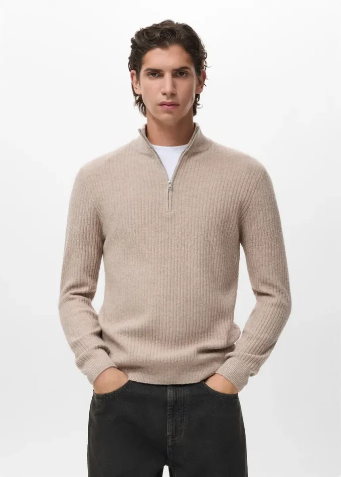 Pull côtelé avec col zippé Pull côtelé avec col zippé