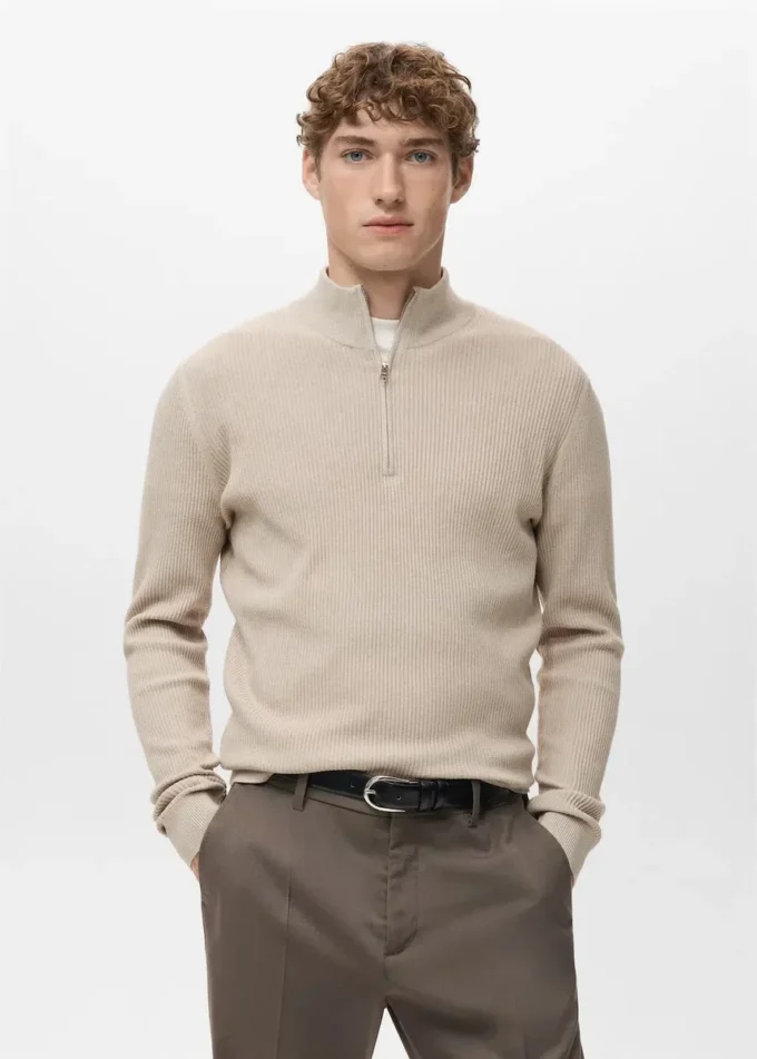 Pull côtelé avec col zippé Pull côtelé avec col zippé