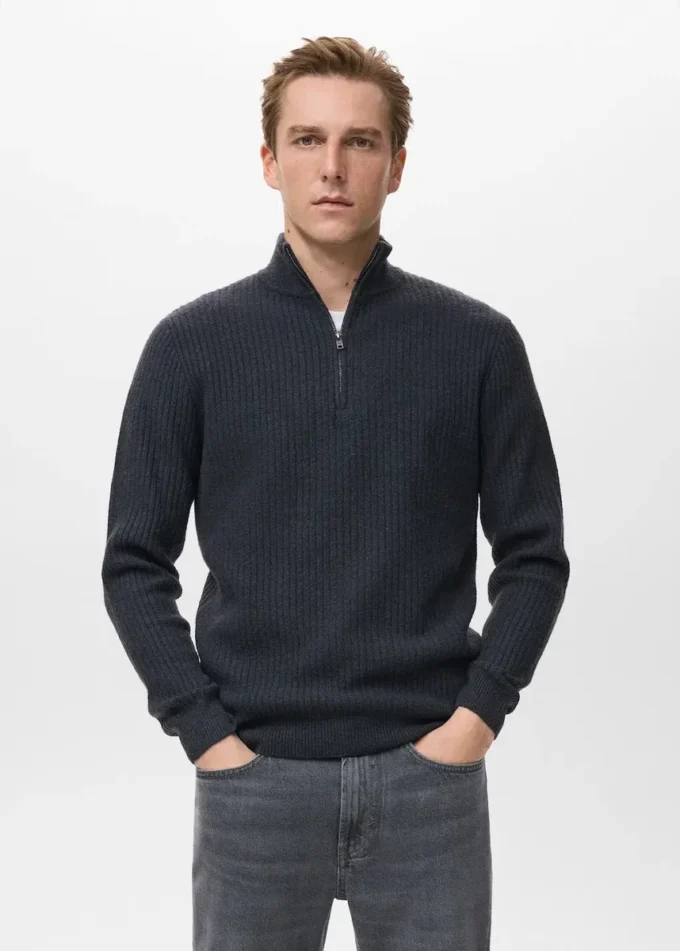Pull côtelé avec col zippé Pull côtelé avec col zippé