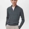 Pull côtelé avec col zippé Pull côtelé avec col zippé