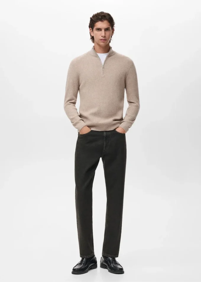 Pull côtelé avec col zippé Pull côtelé avec col zippé