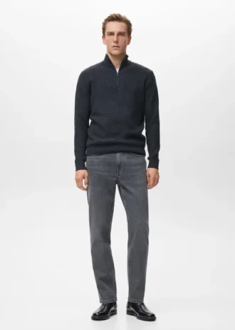 Pull côtelé avec col zippé