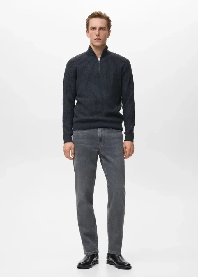 Pull côtelé avec col zippé Pull côtelé avec col zippé