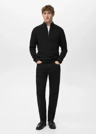 Pull côtelé avec col zippé