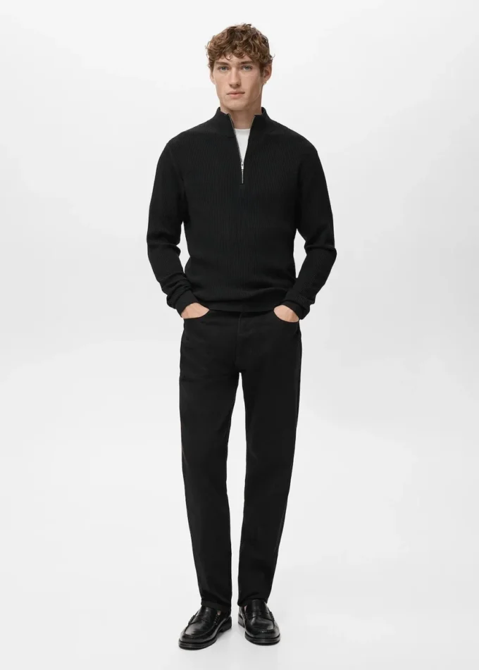 Pull côtelé avec col zippé Pull côtelé avec col zippé
