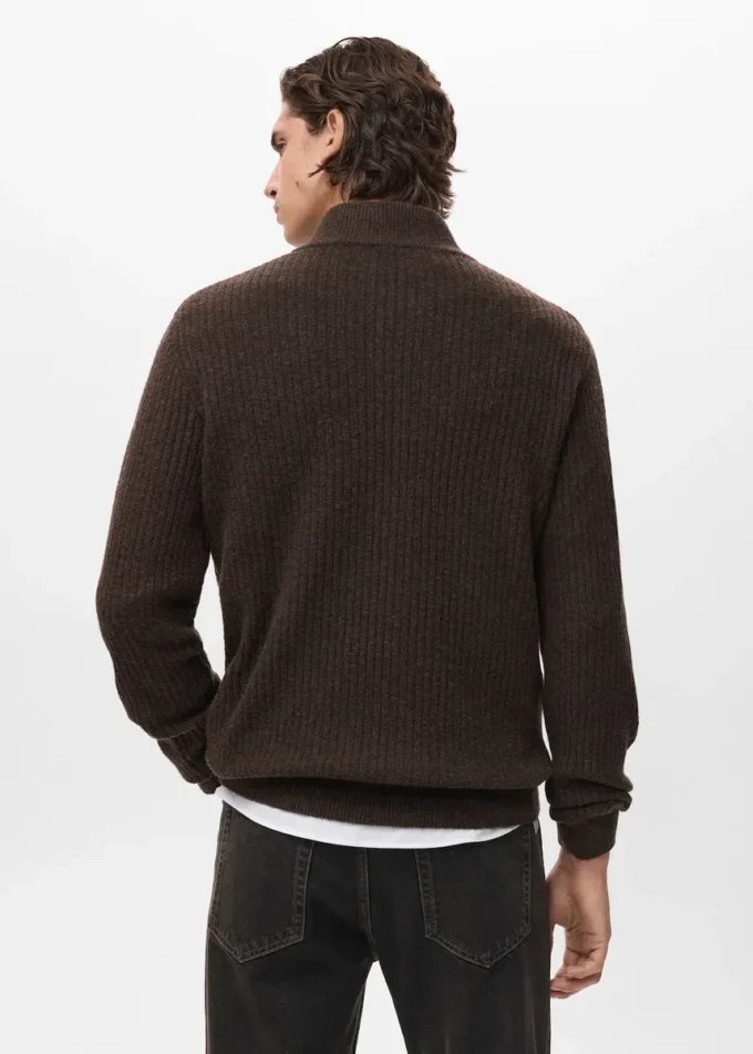 Pull côtelé avec col zippé Pull côtelé avec col zippé