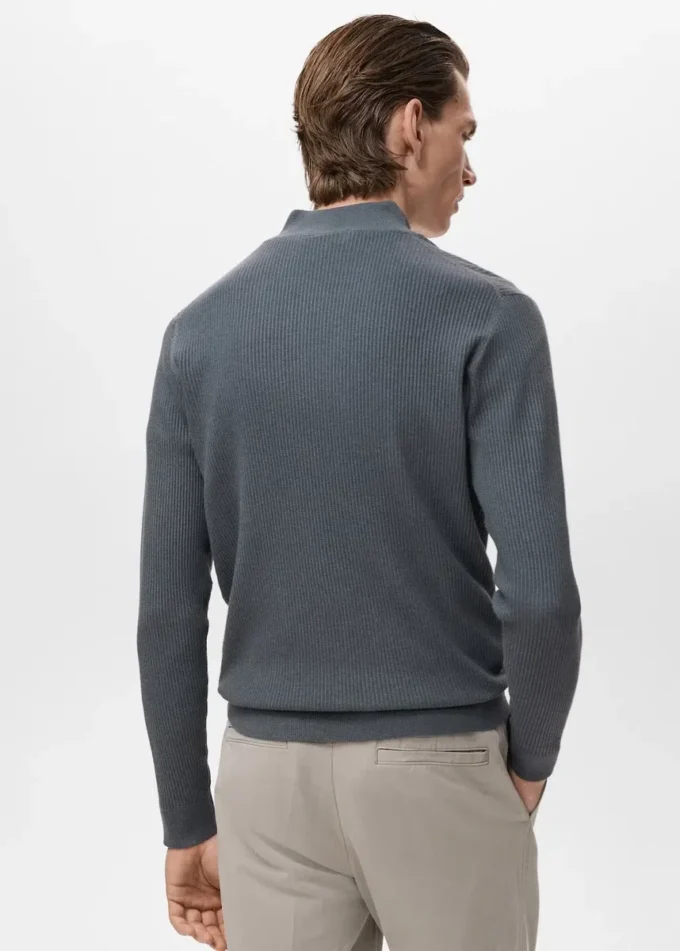 Pull côtelé avec col zippé Pull côtelé avec col zippé