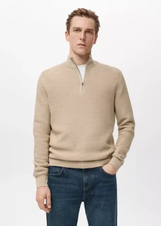Pull en coton avec fermeture éclair au col