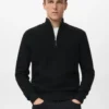 Pull en coton avec fermeture éclair au col Pull en coton avec fermeture éclair au col