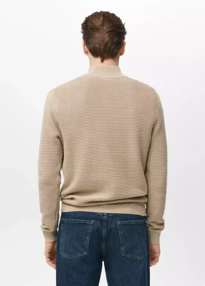 Pull en coton avec fermeture éclair au col Pull en coton avec fermeture éclair au col