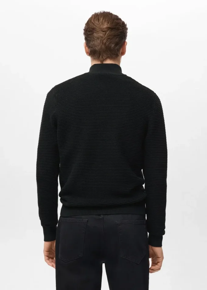 Pull en coton avec fermeture éclair au col Pull en coton avec fermeture éclair au col