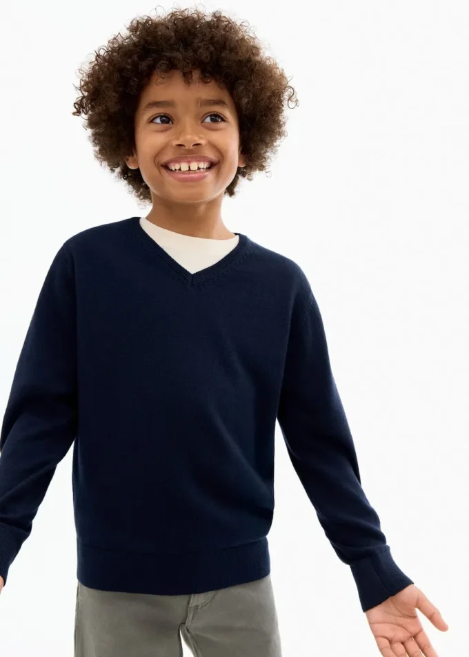 Pull en coton à col en V Pull en coton à col en V