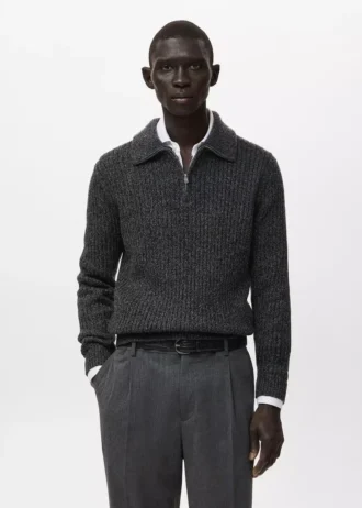 Pull en laine mélangée avec fermeture éclair